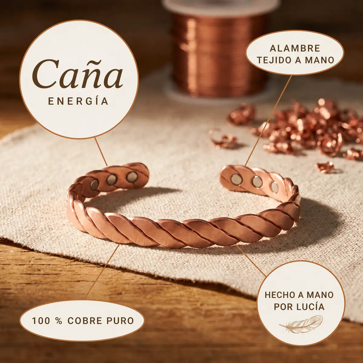 Pulsera de cobre Caña