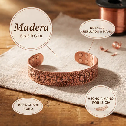 Pulsera de cobre Madera