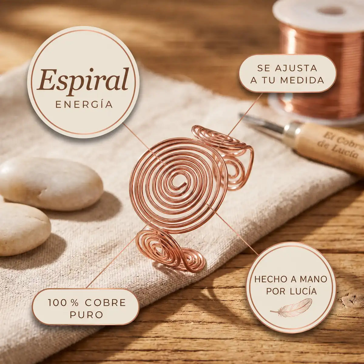 Pulsera de cobre Espiral