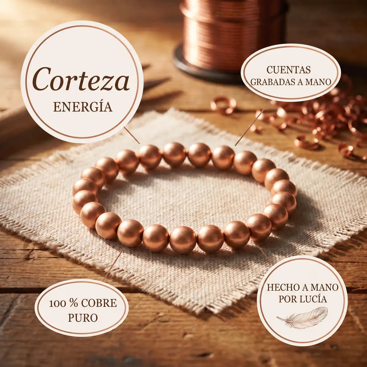 Pulsera de cobre Corteza