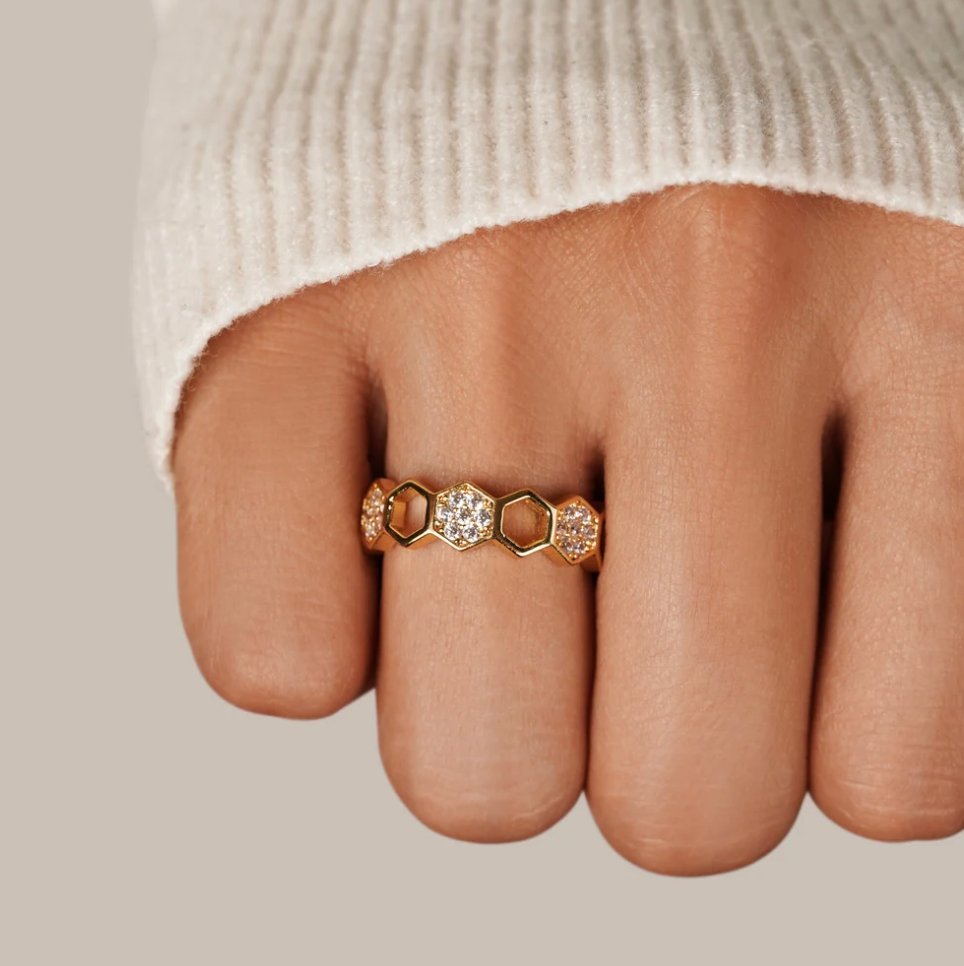 Abeille - Bague en or et cristal