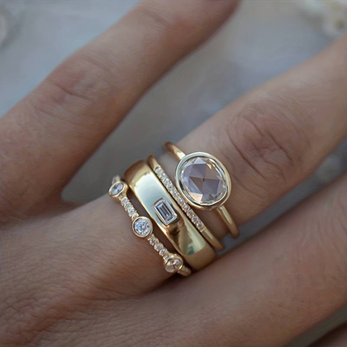 Ensemble de Bagues Vintage en Or & Zirconia