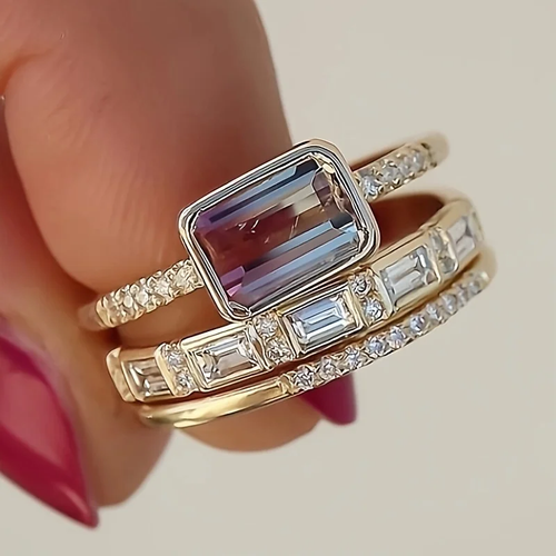 Set de bagues en verre brillant