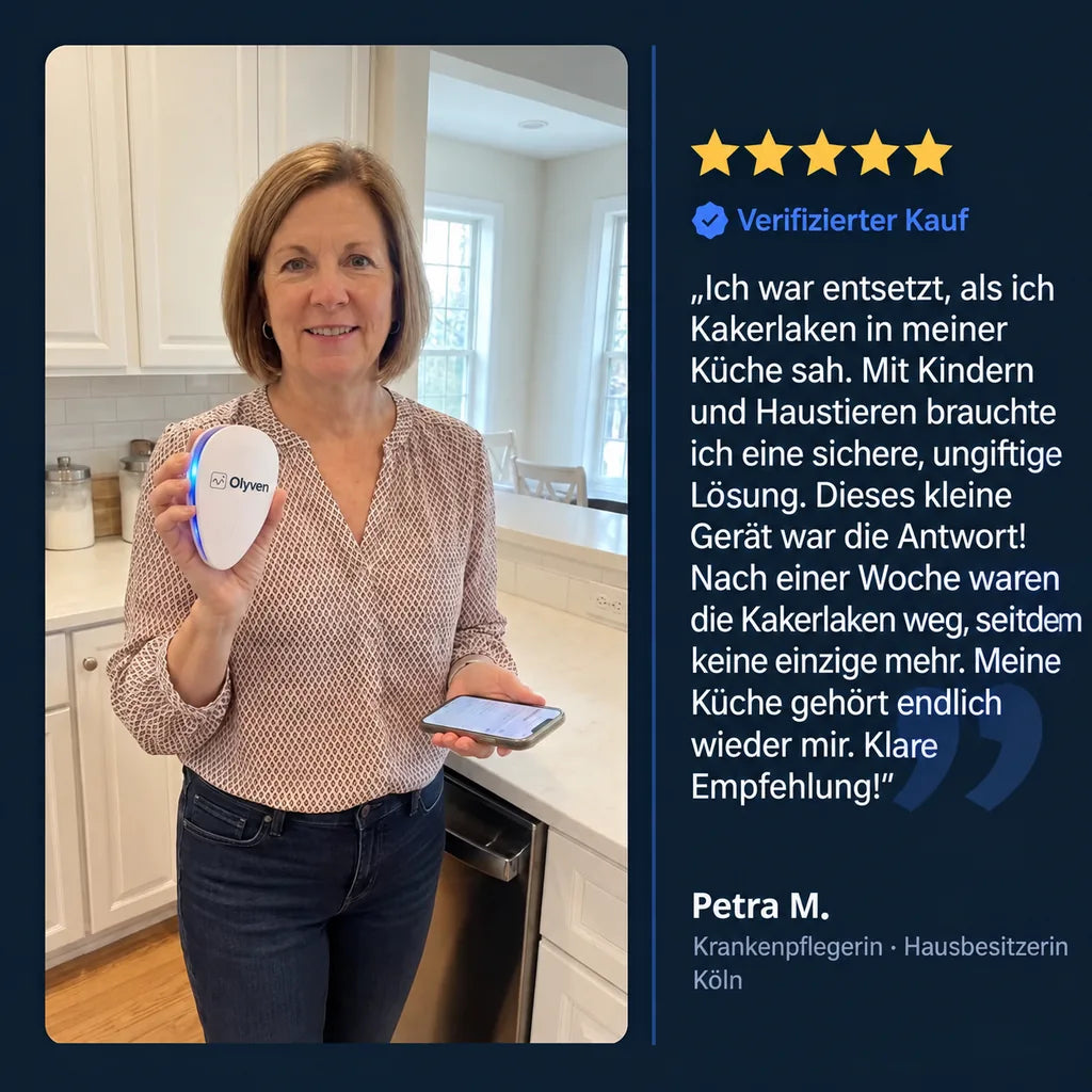 Olyven™ Ultraschall-Schädlingsvertreiber – Vertreibt Kakerlaken & 14 weitere Schädlinge für immer