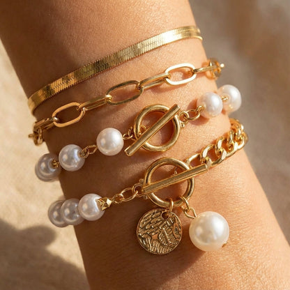 Lot de bracelets en perles superposées luxueux