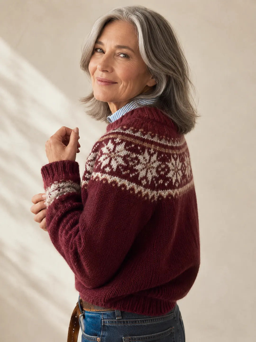Rosalie Alpine Snowflake Knit Sweater - Hazel & June