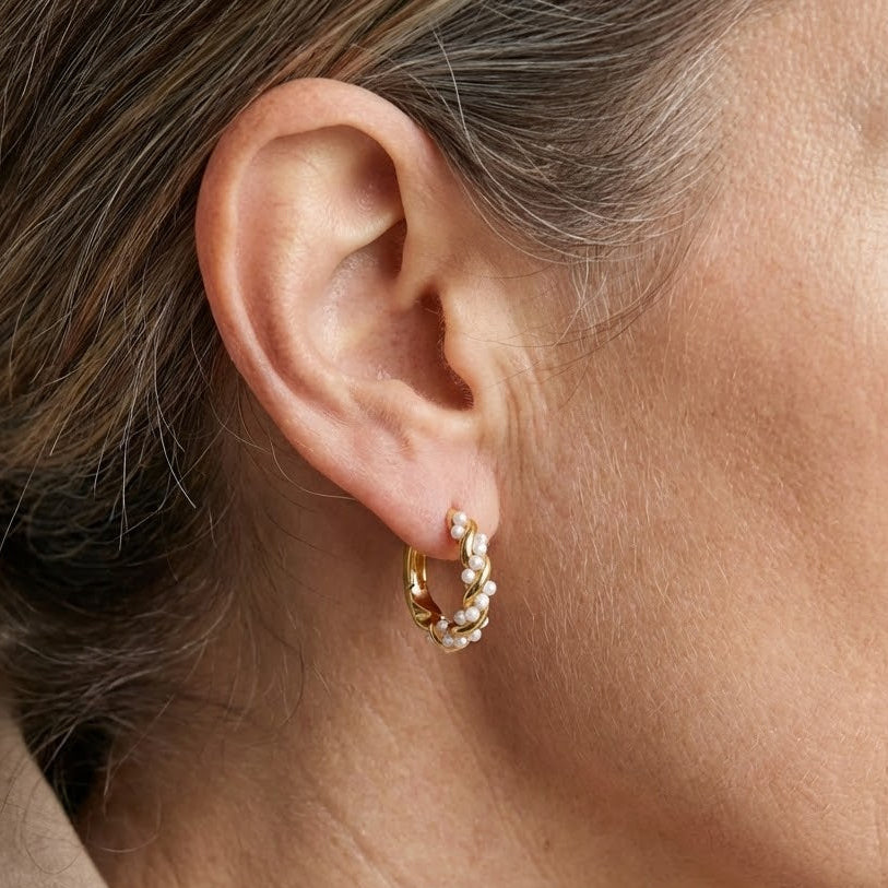 Boucles créoles torsadées en perles