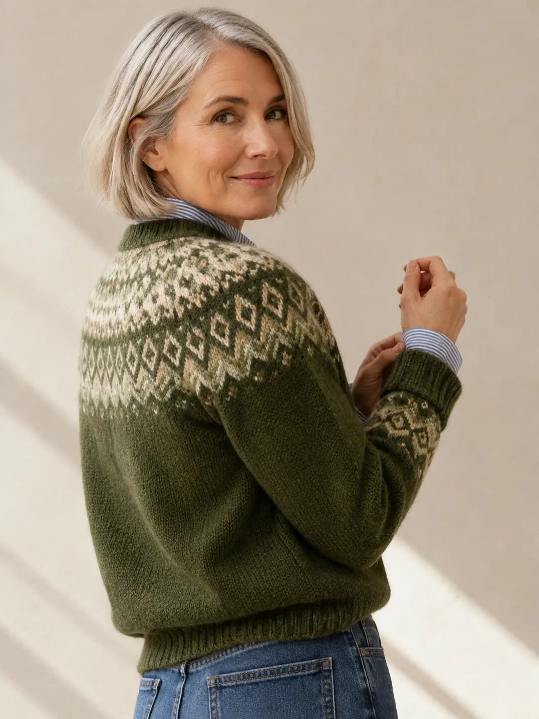 Winifred Nordic Diamond Knit Sweater - Hazel & June